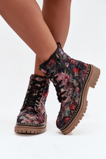 Gemustert Damenstiefel sich Zuarm laufen Artiker 57C1054 schZuarze Farbe 2