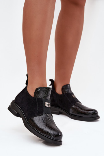 mit Lackeffekt Schuhe mit niedrigem Absatz für Damen mit Absätzen sich Zuarm laufen Vinceza 58560 schZuarze Farbe 2