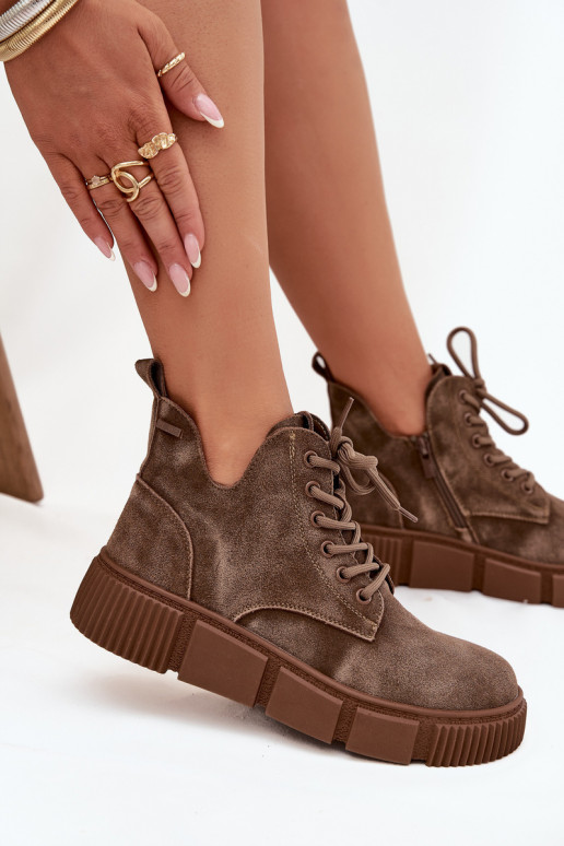 aus INildleder Schuhe mit niedrigem Absatz für Damen mit einer Plattform Big Star SS274594 Beige