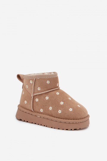 Schneestiefel Kindisch Ozdobione mit floralen Motivenuszkami Beige Gracina 2
