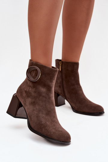 aus INildleder INarme Stiefel mit Absatz Mit Dekorationen Detalem Artiker 57C0017 braune Farbe 2
