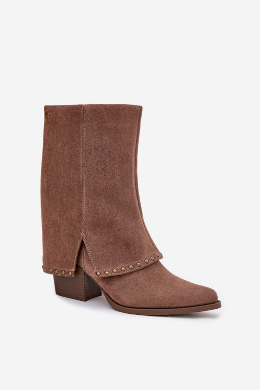 Warme Stiefel mit aufgerichtetem Schaft Vinceza 16516 in Sandfarbe Warme Stiefel mit aufgerichtetem Schaft Vinceza 16516 in Sandfarbe