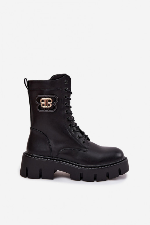 Warm gefütterte Damenstiefeletten und Noker mit Ornamenten in schwarz Melisse Warm gefütterte Damenstiefeletten und Noker mit Ornamenten in schwarz Melisse