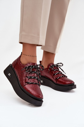 Lackierte Stiefeletten aus echtem Leder Feminin mit einer Plattform Artiker 57C2046 Burgund 2