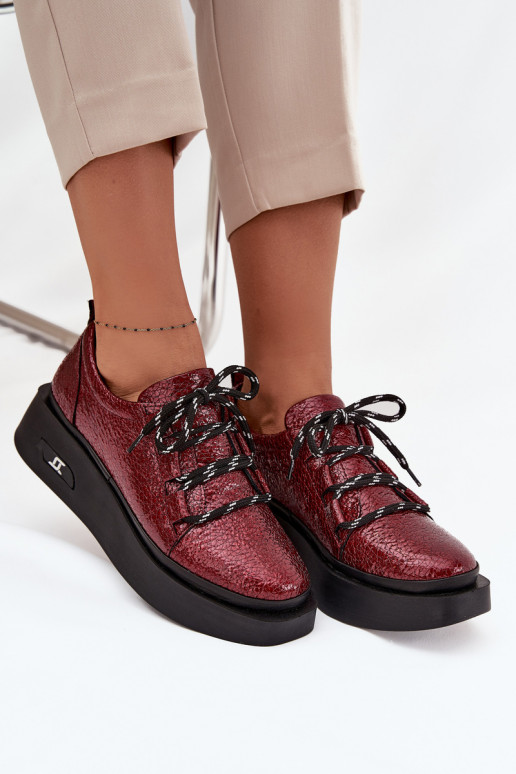 Lackierte Stiefeletten aus echtem Leder Feminin mit einer Plattform Artiker 57C2046 Burgund