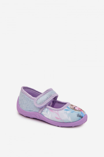 Ballerinas Hausschuhe Kindisch mit Klebeverschlüssen Frozen Gefroren hellblau Olivessa