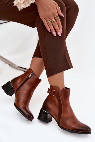 Haut Damenstiefel mit Absätzen sich Zuarm laufen Zazoo 60563 braune Farbe