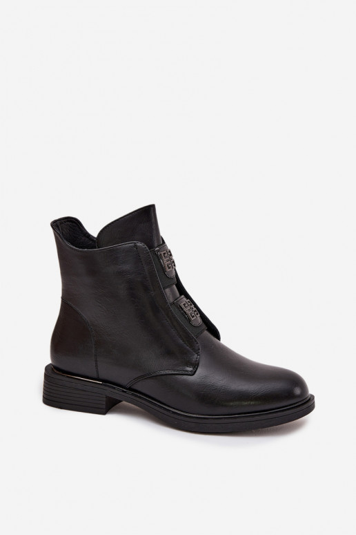 Damenstiefel sich Zuarm laufen Auf niedrigem Absatz mit schönen Details schZuarze Farbe Tavressa