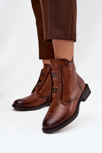 Damenstiefel sich Zuarm laufen Auf niedrigem Absatz mit schönen Details braune Farbe Tavressa 2