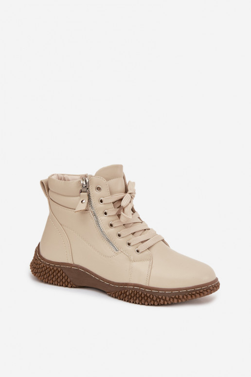 Damenstiefel sich Zuarm laufen mit Fell innen aus Öko-Leder Beige Ulverina Damenstiefel sich Zuarm laufen mit Fell innen aus Öko-Leder Beige Ulverina