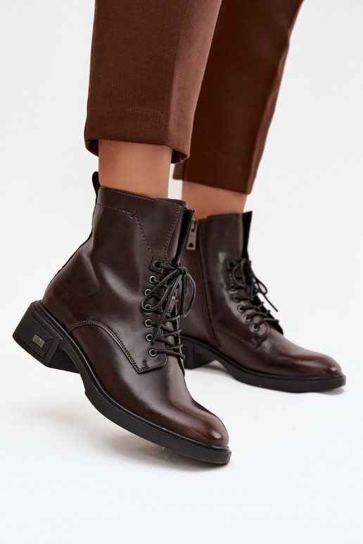 DamenstiefelErmöglichtturalnej Skóry Auf niedrigem Absatz sich Zuarm laufen Vinceza 39955 CzekoladoZue