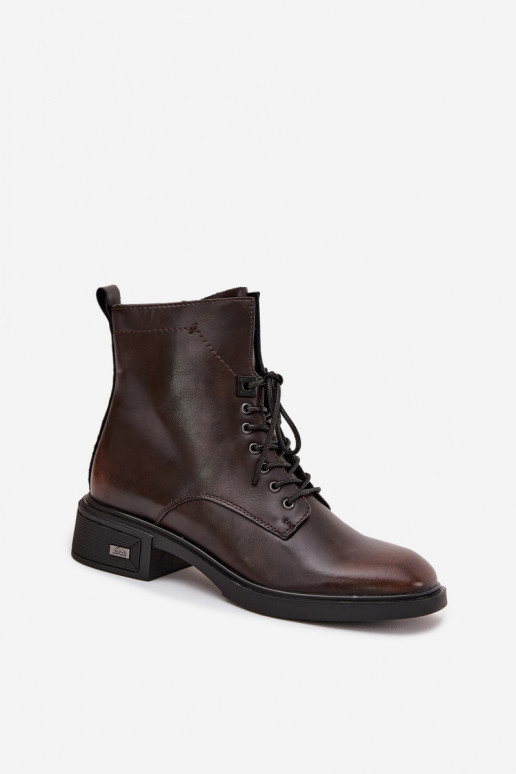 DamenstiefelErmöglichtturalnej Skóry Auf niedrigem Absatz sich Zuarm laufen Vinceza 39955 CzekoladoZue