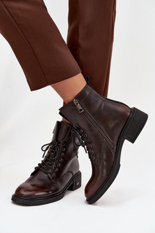 DamenstiefelErmöglichtturalnej Skóry Auf niedrigem Absatz sich Zuarm laufen Vinceza 39955 CzekoladoZue