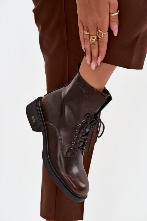 DamenstiefelErmöglichtturalnej Skóry Auf niedrigem Absatz sich Zuarm laufen Vinceza 39955 CzekoladoZue