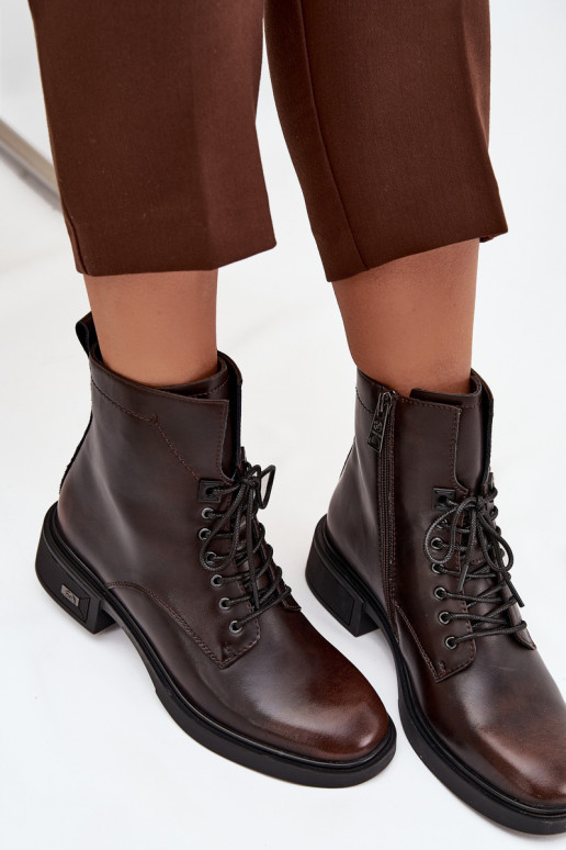 DamenstiefelErmöglichtturalnej Skóry Auf niedrigem Absatz sich Zuarm laufen Vinceza 39955 CzekoladoZue