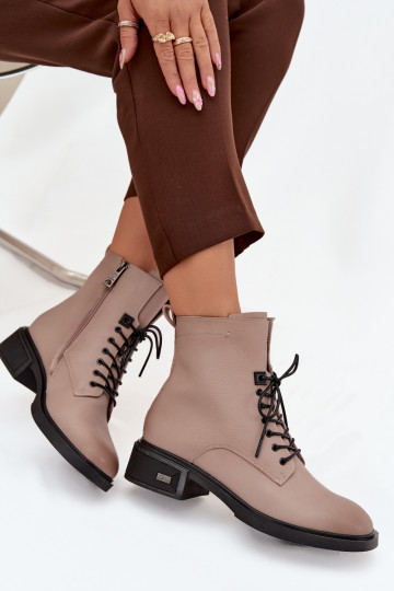 DamenstiefelErmöglichtturalnej Skóry Auf niedrigem Absatz sich Zuarm laufen Vinceza 39955 Beige