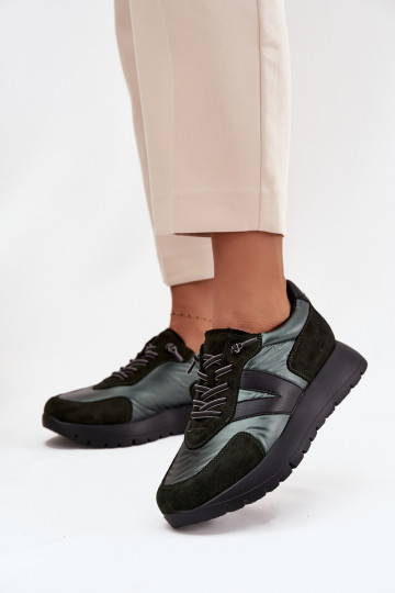 Sneakers Stilvollllschuhe Feminin mit einer Plattform Vinceza 58561 Khaki-Farbe-Farbe