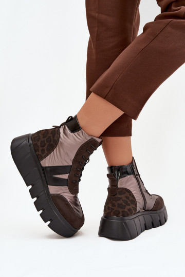 Damenstiefel sich Zuarm laufen mit einer Plattform Vinceza 58562 braune Farbe 2