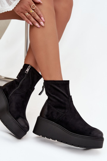 Damenstiefel mit einer Plattform sich Zuarm laufen Vinceza 58596 schZuarze Farbe