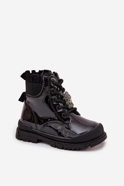 mit Lackeffekt Stiefel Kindisch sich Zuarm laufenPrzypinką Teddybären schZuarze Farbe Fionessa mit Lackeffekt Stiefel Kindisch sich Zuarm laufenPrzypinką Teddybären schZuarze Farbe Fionessa