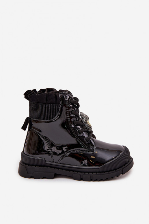 mit Lackeffekt Stiefel Kindisch sich Zuarm laufenPrzypinką Teddybären schZuarze Farbe Fionessa mit Lackeffekt Stiefel Kindisch sich Zuarm laufenPrzypinką Teddybären schZuarze Farbe Fionessa