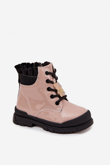 mit Lackeffekt Stiefel Kindisch sich Zuarm laufenPrzypinką Teddybären Beige Fionessa