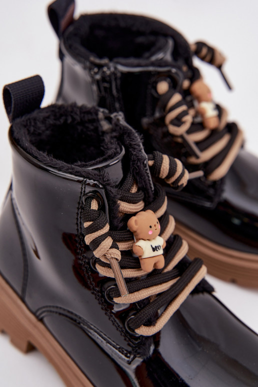 sich Zuarm laufen Stiefel Kindisch mit LackeffektPrzypinką Teddybären schZuarze Farbe Jovellea sich Zuarm laufen Stiefel Kindisch mit LackeffektPrzypinką Teddybären schZuarze Farbe Jovellea