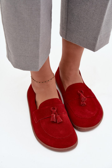 Haut INildledermokassins Typu Barefoot Zazoo 322 rote Farbe