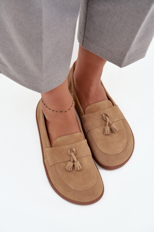 Haut INildledermokassins Typu Barefoot Zazoo 322 Beige