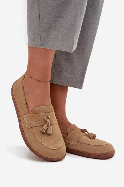 Haut INildledermokassins Typu Barefoot Zazoo 322 Beige