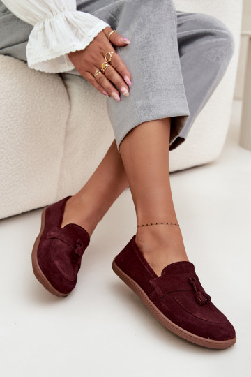 Haut INildledermokassins Typu Barefoot Zazoo 322 Burgund