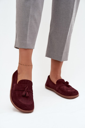 Haut INildledermokassins Typu Barefoot Zazoo 322 Burgund 2