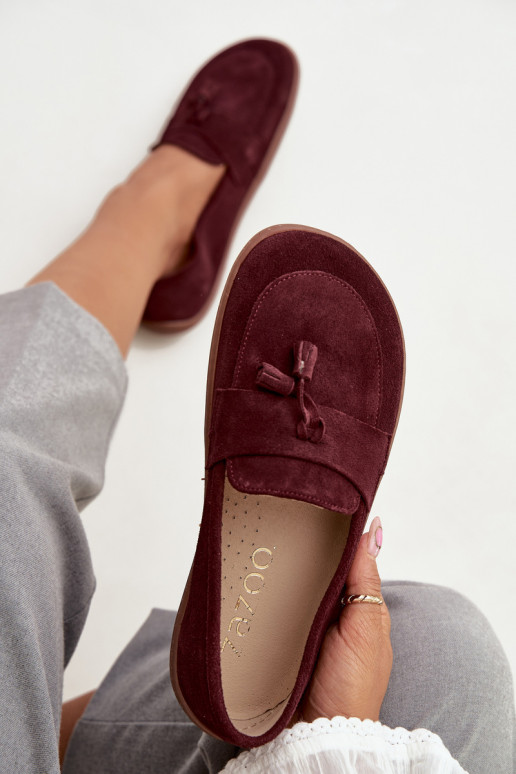 Haut INildledermokassins Typu Barefoot Zazoo 322 Burgund