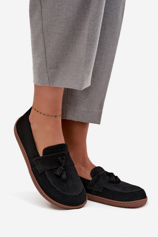 Haut INildledermokassins Typu Barefoot Zazoo 322 schZuarze Farbe