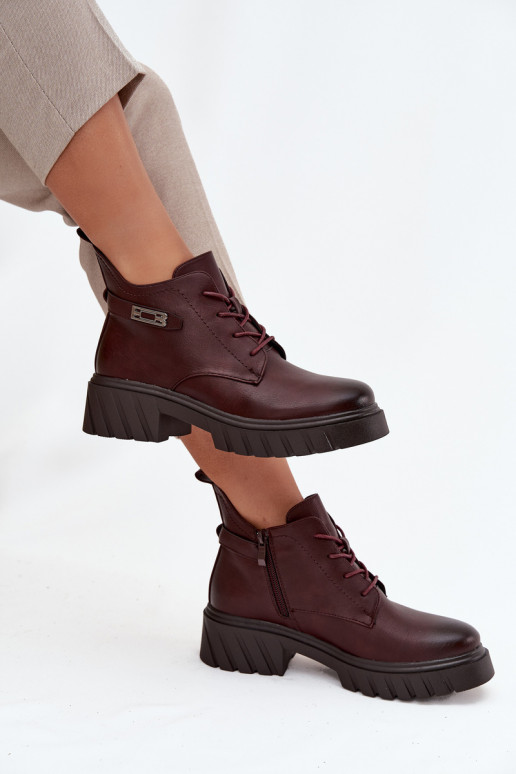 Niedrig sich Zuarm laufen Damenstiefel Klocke mit verzierten Absätzen Burgund Therisse Niedrig sich Zuarm laufen Damenstiefel Klocke mit verzierten Absätzen Burgund Therisse