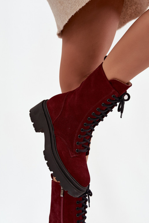 Arbeitsstiefeletten FemininErmöglichtturalnego aus INildleder sich Zuarm laufen Zazoo 4213 Burgund