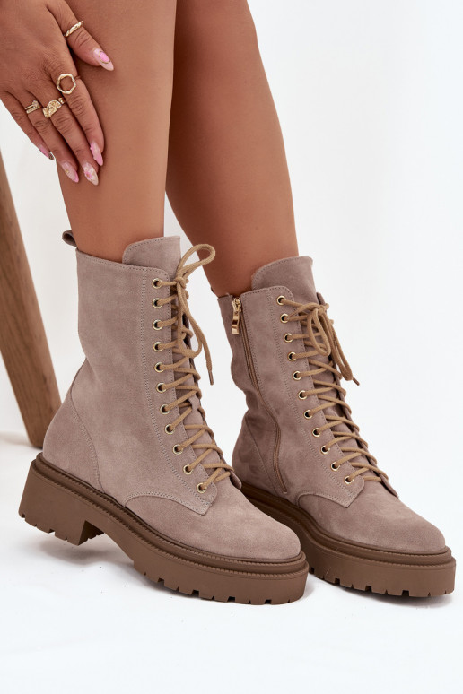 Arbeitsstiefeletten FemininErmöglichtturalnego aus INildleder sich Zuarm laufen Zazoo 4213 Beige