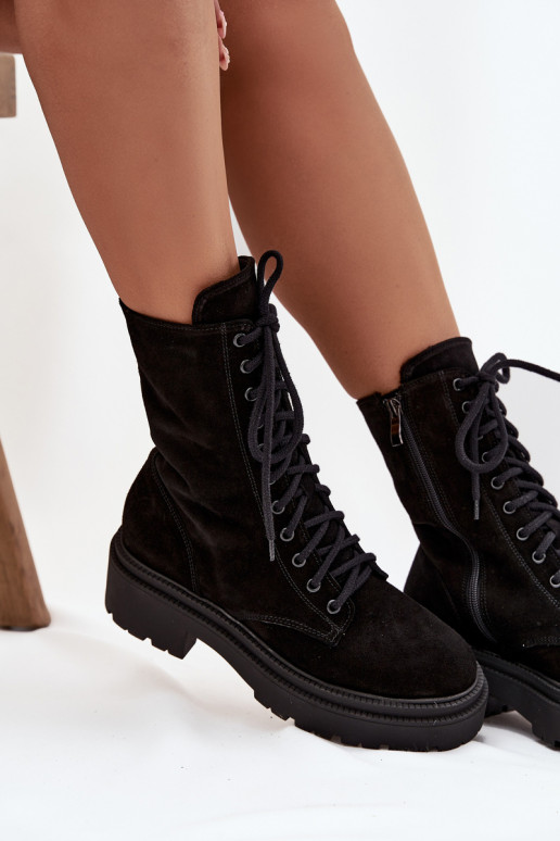 Arbeitsstiefeletten FemininErmöglichtturalnego aus INildleder sich Zuarm laufen Zazoo 4213 schZuarze Farbe