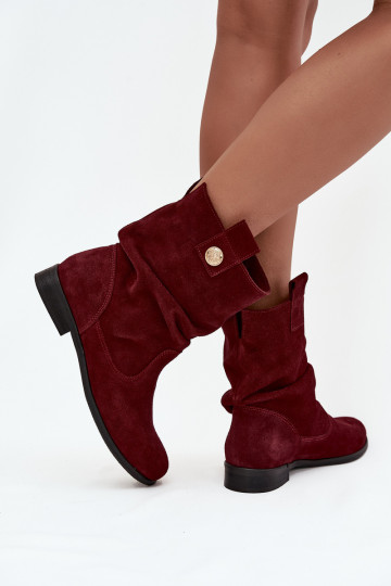 Haut INildlederschuhe Feminin Mit Rüschen sich Zuarm laufen Zazoo 4210 Burgund 2