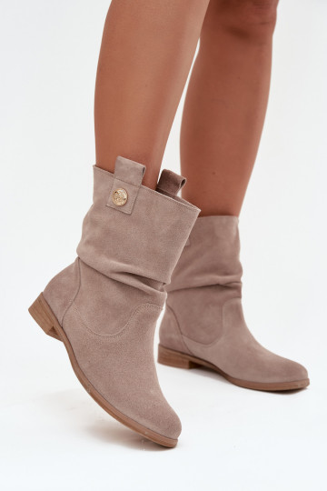 Haut INildlederschuhe Feminin Mit Rüschen sich Zuarm laufen Zazoo 4210 Beige 2