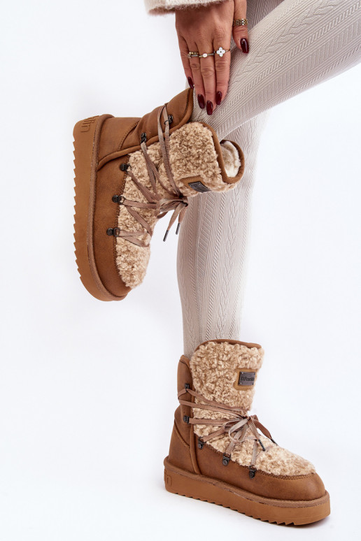 INodoodporne Schneestiefel mit einer Plattform Vegan D.Franklin DFSH370004 braune Farbe