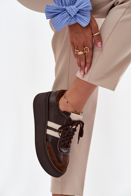 Haut Sneakers Stilvollllschuhe Feminin mit einer Plattform Zazoo 3775 CzekoladoZue