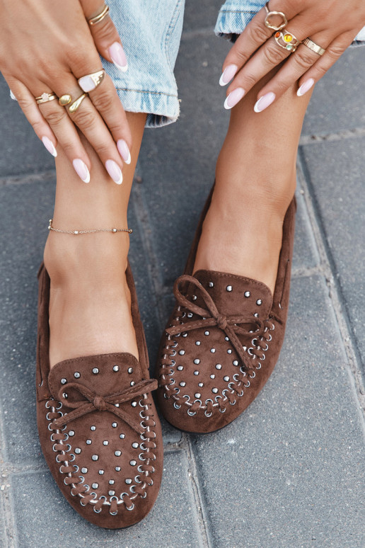 Dekorierte Damenmokassins aus Eco-Suede in Braun "Prissine"