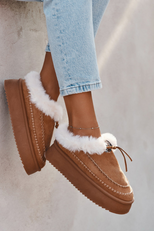 Damen Schneestiefel mit Plattform, Fell und Nähten in Braun "Kellina" Damen Schneestiefel mit Plattform, Fell und Nähten in Braun "Kellina"
