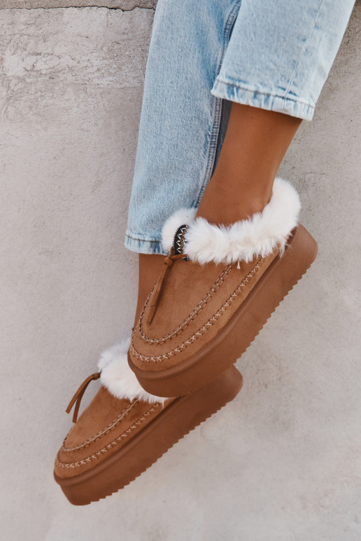 Damen Schneestiefel mit Plattform, Fell und Nähten in Braun "Kellina" Damen Schneestiefel mit Plattform, Fell und Nähten in Braun "Kellina"