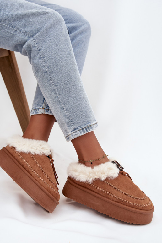 Damen Schneestiefel mit Plattform, Fell und Nähten in Braun "Kellina" Damen Schneestiefel mit Plattform, Fell und Nähten in Braun "Kellina"