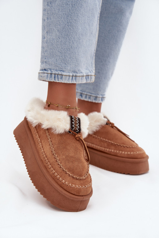 Damen Schneestiefel mit Plattform, Fell und Nähten in Braun "Kellina" Damen Schneestiefel mit Plattform, Fell und Nähten in Braun "Kellina"