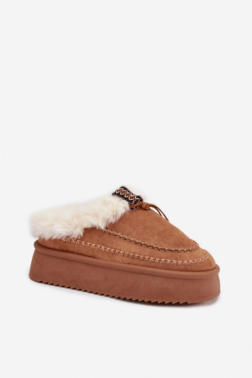 Damen Schneestiefel mit Plattform, Fell und Nähten in Braun "Kellina" Damen Schneestiefel mit Plattform, Fell und Nähten in Braun "Kellina"