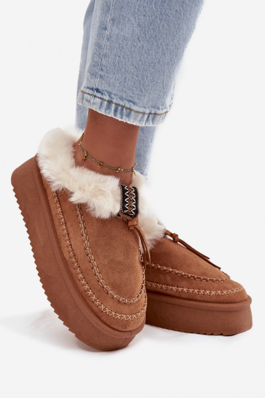 Damen Schneestiefel mit Plattform, Fell und Nähten in Braun "Kellina" Damen Schneestiefel mit Plattform, Fell und Nähten in Braun "Kellina"