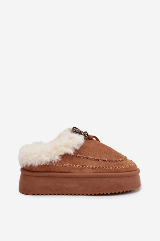Damen Schneestiefel mit Plattform, Fell und Nähten in Braun "Kellina" Damen Schneestiefel mit Plattform, Fell und Nähten in Braun "Kellina"